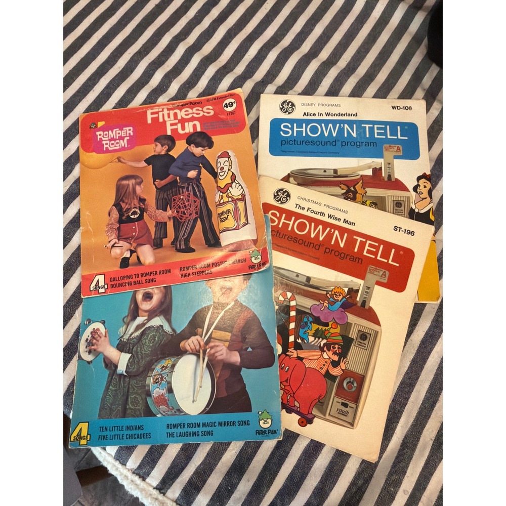 Vintage Romper Room GE Show N Tell Disneyland Records Lot 45 RPM 33 RPM 5pc